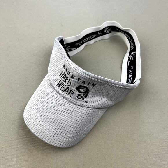 Mountain Hardwear Visor Hat Cap Gray Headsweats Logo Outdoor Hiking Stretch - Picture 1 of 8